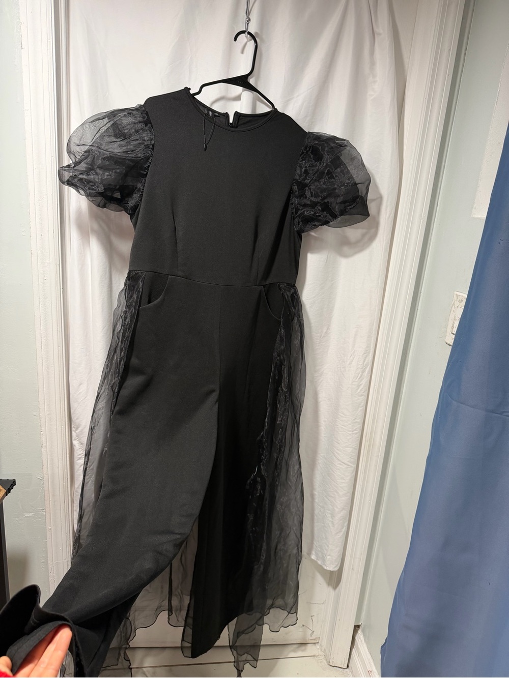 Black Crewneck Dress with Back Zipper
